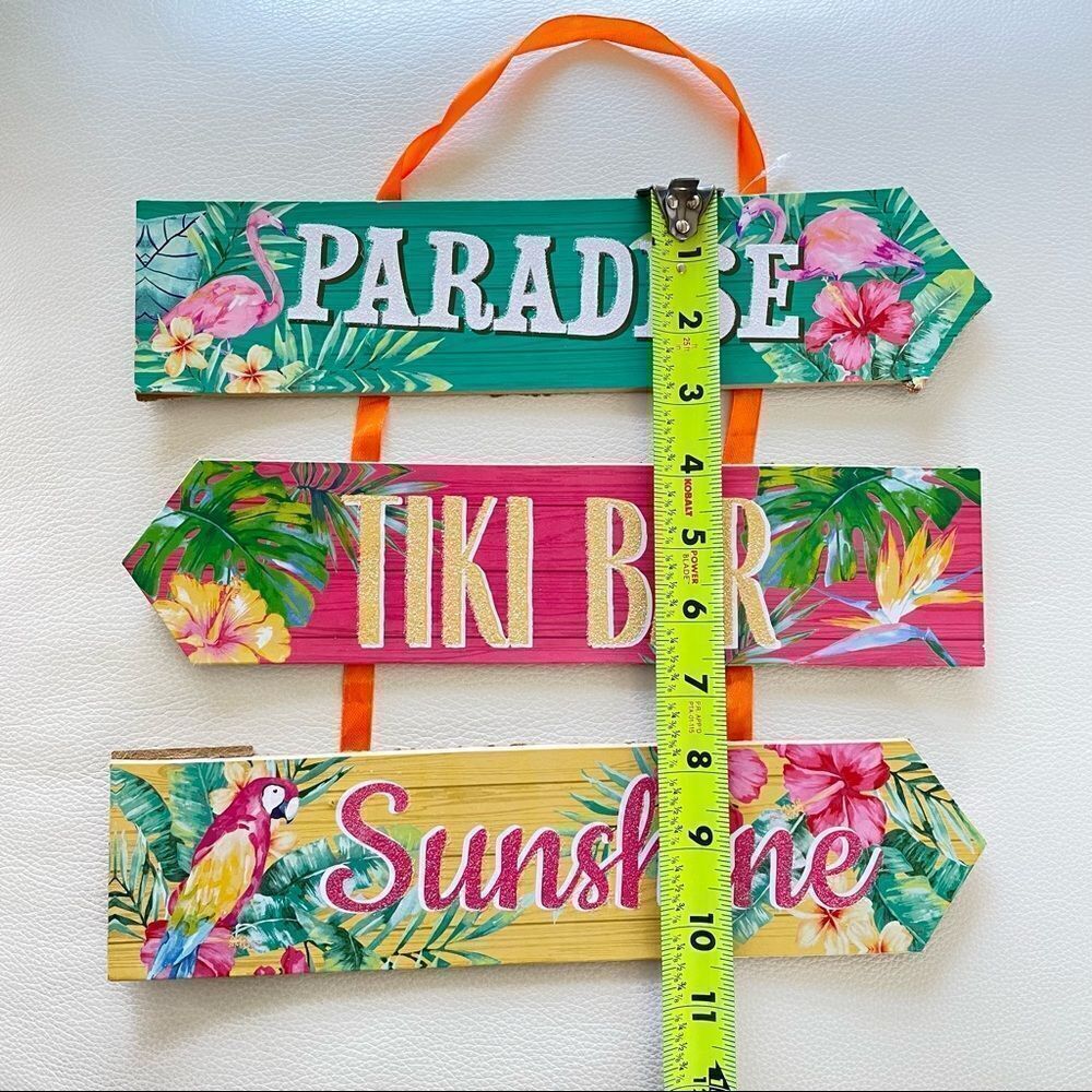 NWT Summer Fun Triple Layered Hanging Wall Plaques Green,Orange,Yellow Wood Sign - Picture 7 of 7